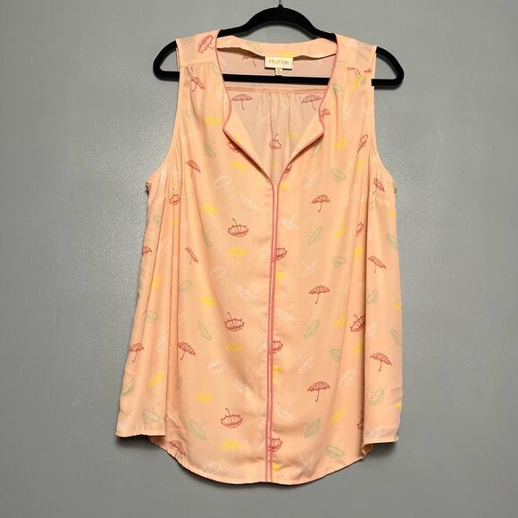 ModCloth Umbrella Tank Top Sleeveless Flowy Blouse Peach Women’s Size 1X - Picture 1 of 5